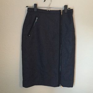 Charcoal grey zip up pencil skirt