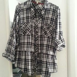 black and white plaid shirt