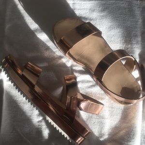 Zara gold platform sandals.