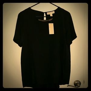 NWT Michael Kors black blouse with gold accents