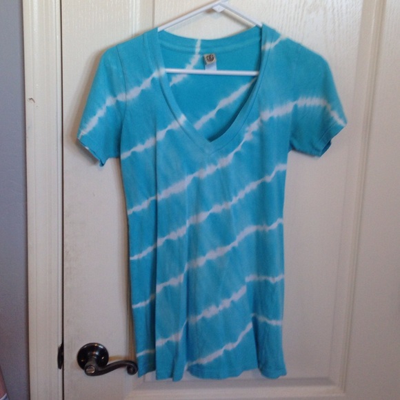 blue and white tie dye shirt