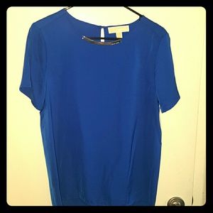NWT Michael Kors blue blouse with gold accents