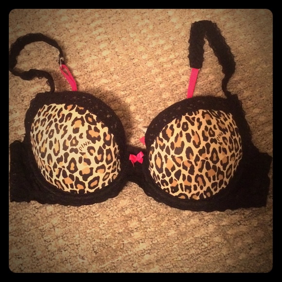 Leopard & Black Lace PINK Victoria Secret Bra