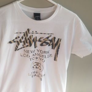Stussy medium zebra print tee shirt