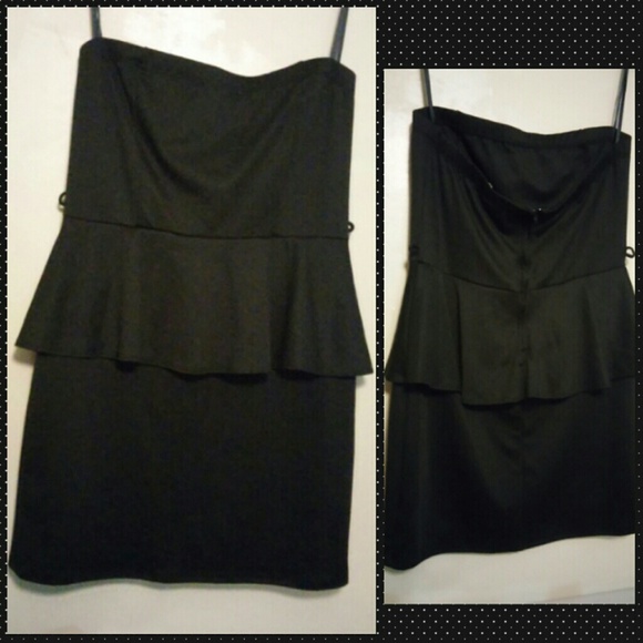 Xl black strapless peplum dress by DEB