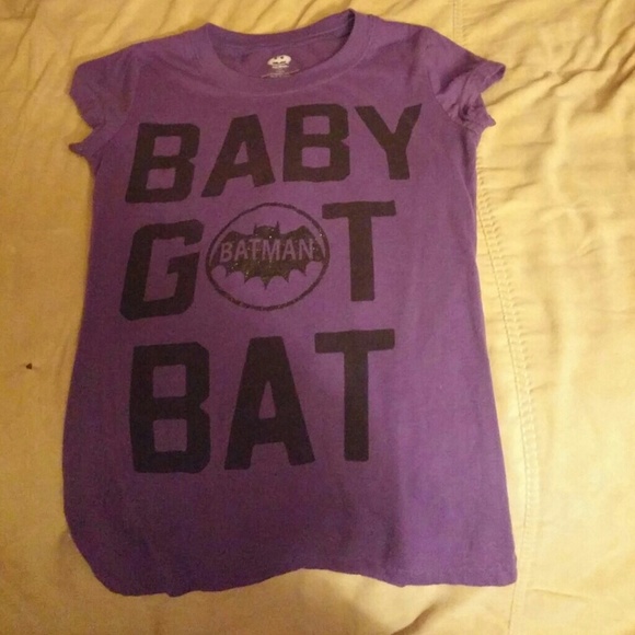 Purple "baby got bat" tee
