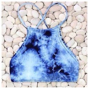 Sky Blue Sexy Back Crop Top