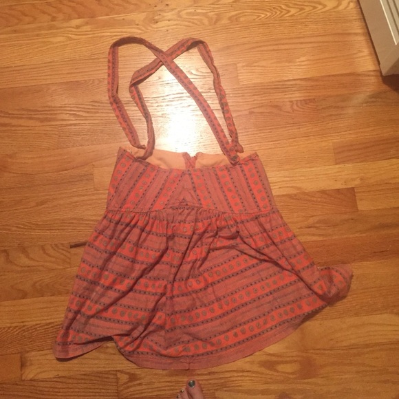Vintage Orange Skirt w Suspenders