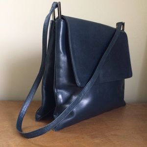 Stuart Weitzman | navy leather shoulder bag