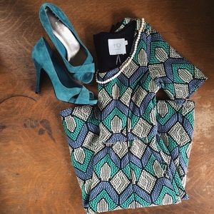 Nine West | teal suede peep-toe pumps