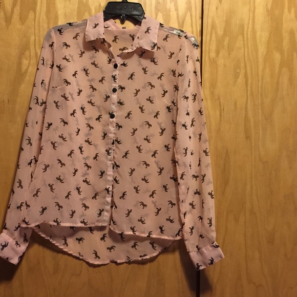 Sheer light pink horse shirt.