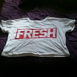 "Fresh" cropped tee.