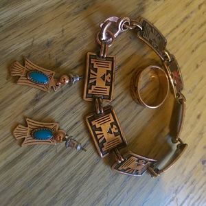 3 piece set. Ring ,earrings and Bracelet