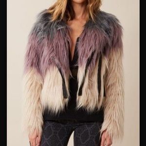 Small CHASER Block party Faux Fur Moto Jacket