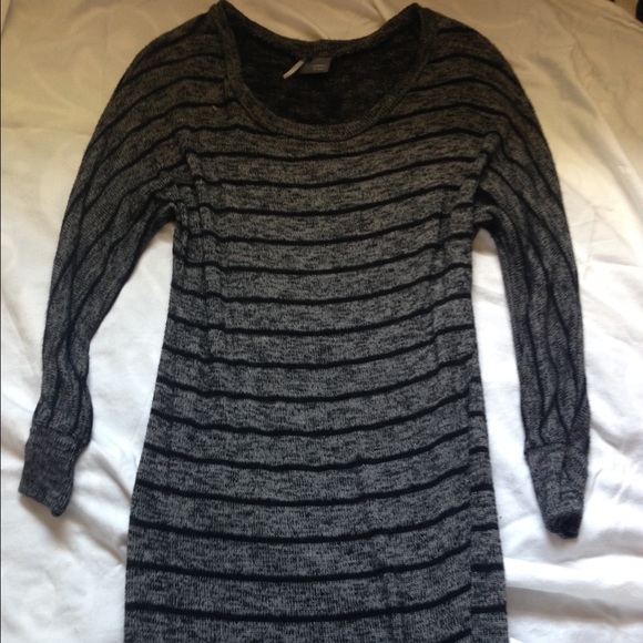 Black and grey stripes party dress