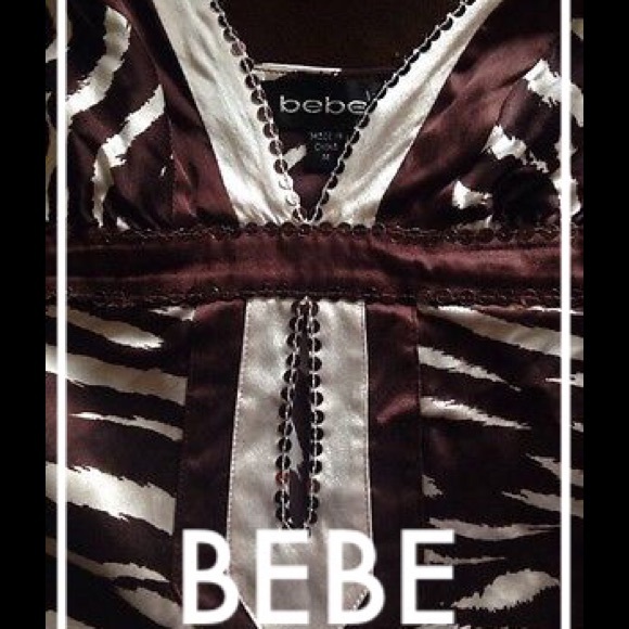 🎁🎉SALE🎁🎉BEBE Brown And White Silk Top