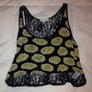 Sunflower black lace crop top