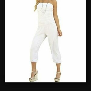 Strapless casual White jumpsuit