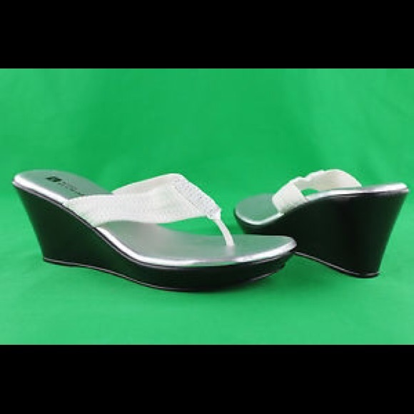 White wedge sandals