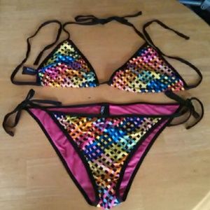 XOXO Multicolor Drawstring Bikini