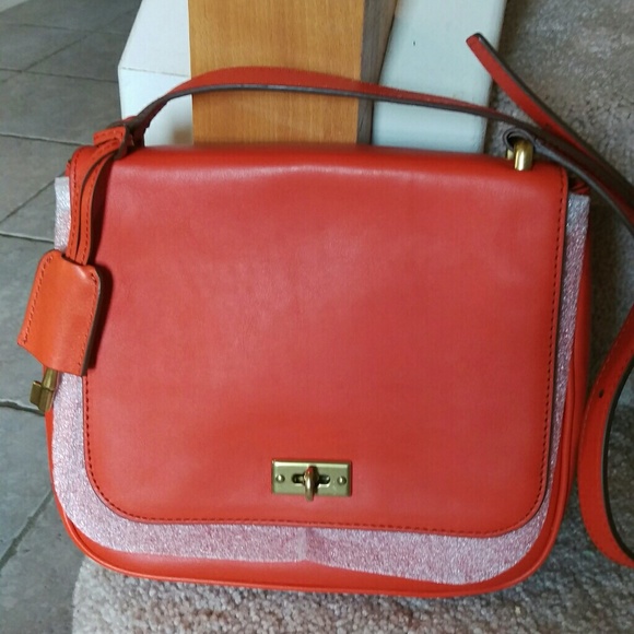 Fossil Memoir Small Flap Crossbody Bright Orange