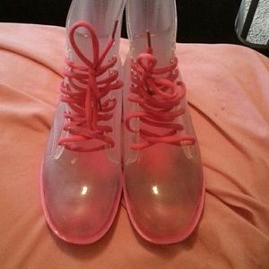 Pink And Clear Boots