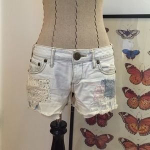 Bleached Denim Patch Cutoffs