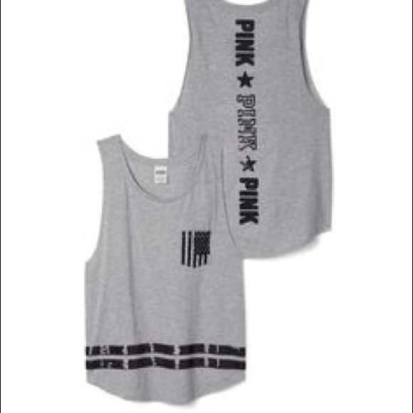 VS Pink Grey Stars and Stripes Americana Tank