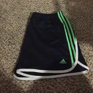 Adidas navy blue and green shorts