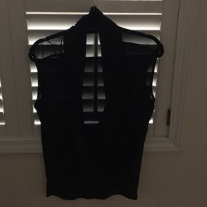 Black sleeveless crossover shirt