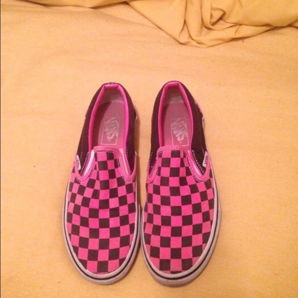 Checkered Vans slip ons
