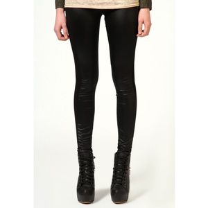 Boohoo Sadie Leather Look Jersey Panel Leggings