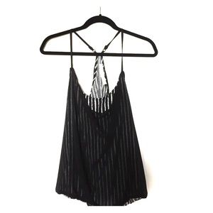Stripped mesh overlay adjustable racer back tank