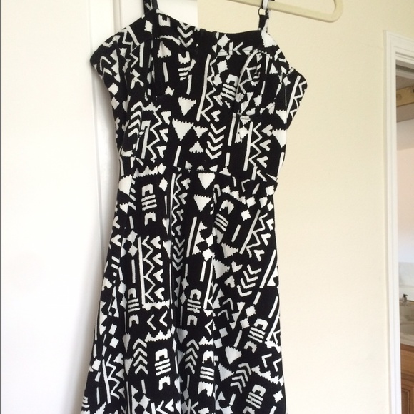 Black and white tribal print dress