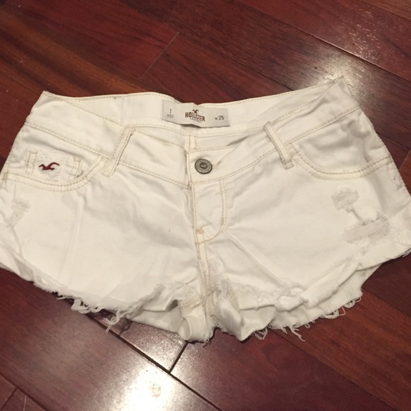 Hollister white denim cut off shorts