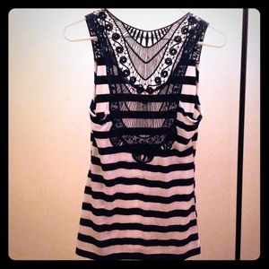 Stripped off white & navy tank
