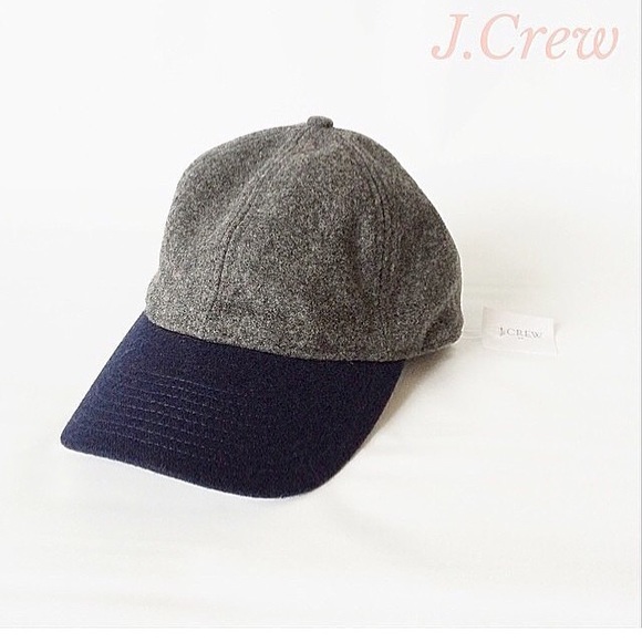 J. Crew Factory Accessories - NWT J.Crew Colorblock Wool Baseball Cap, Navy/Gray