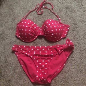 Hot pink polka dot bikini