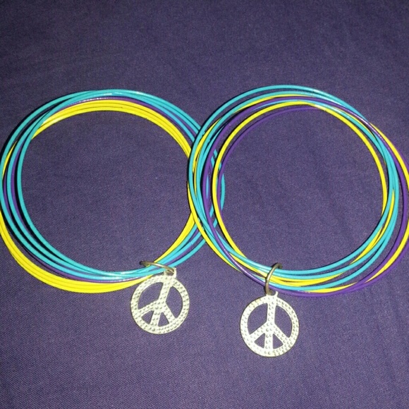 Cute bracelets with peace sign charm