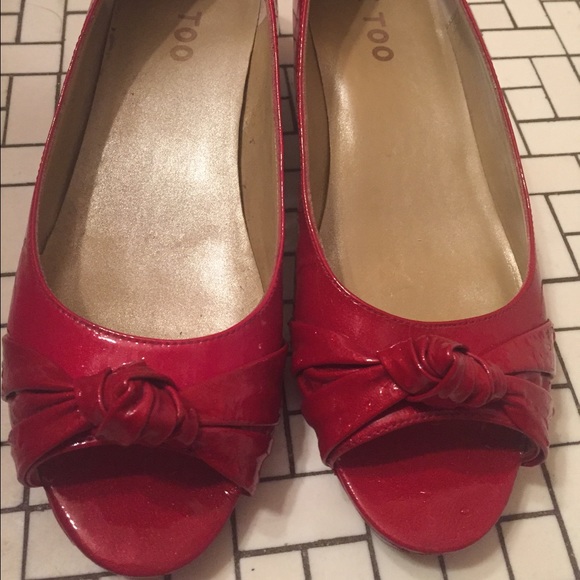 Me Too Red Peep Toe Flats