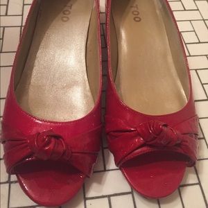 Me Too Red Peep Toe Flats