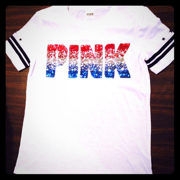 VS Pink Red White and Blue Americana Bling Tank