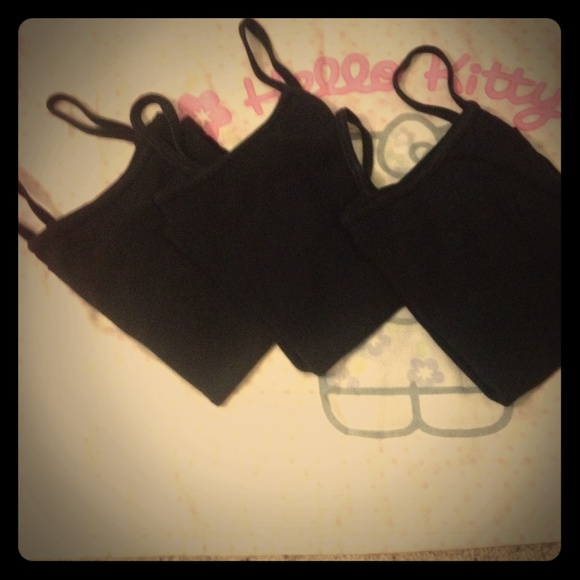 3 Black Cotton Undershirts