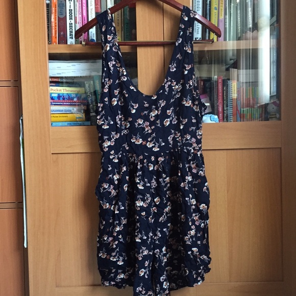 Brandy Melville Dresses & Skirts - NWT Brandy Melville Romper Floral Navy Blue Dress