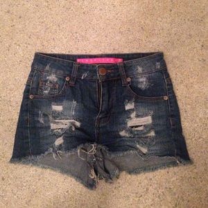 High-waisted denim shorts