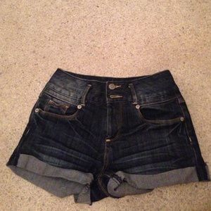 High-waisted denim shorts
