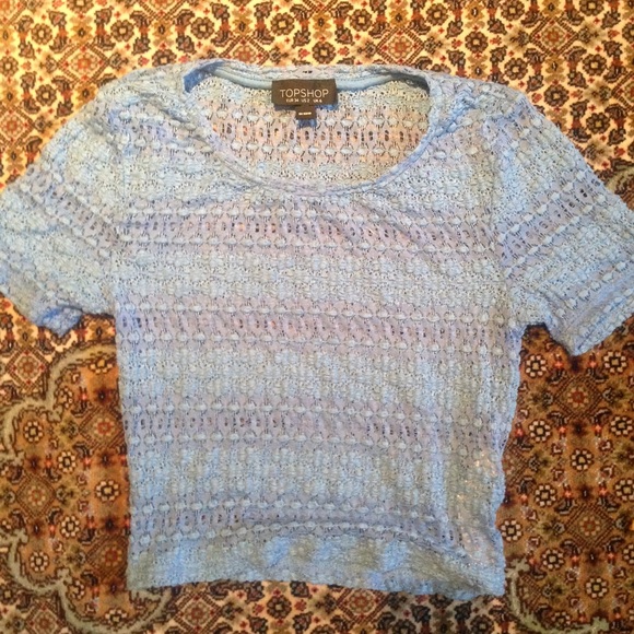 Light blue topshop crocheted crop top