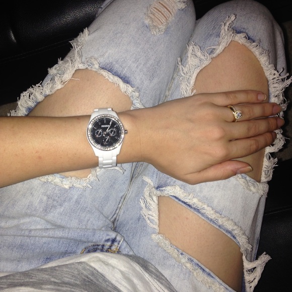 White Fossil Watch