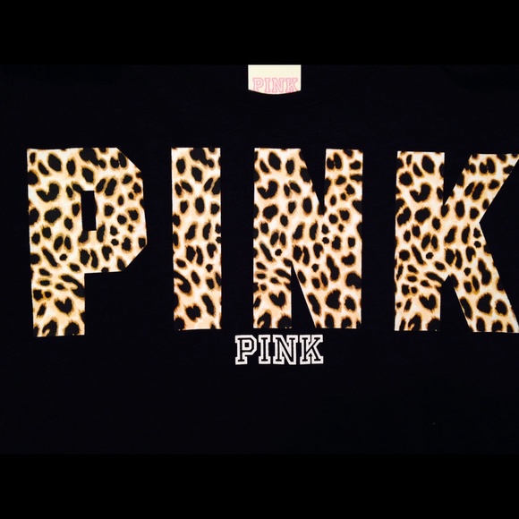 VS Pink Leopard Print Black Tank - Picture 3 of 3