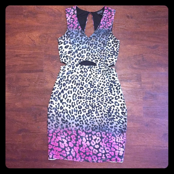 TOPSHOP cut out leopard print dress